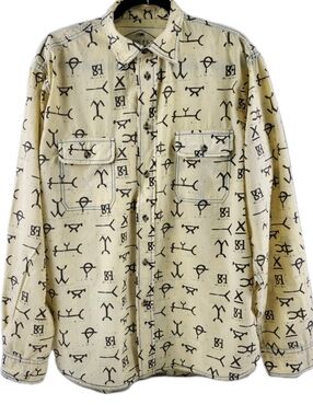 Barn Fly Trading Western  Branding Irons Back Snap Collar Button Shirt XL 134500